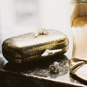 DVF Gold Minaudiere Evening Clutch Bag